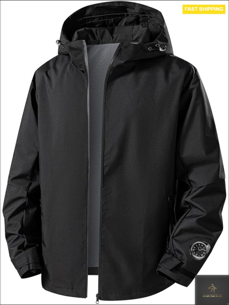Men's Waterproof Rain Jacket Breathable Shell With Zippered Vents Lightweight